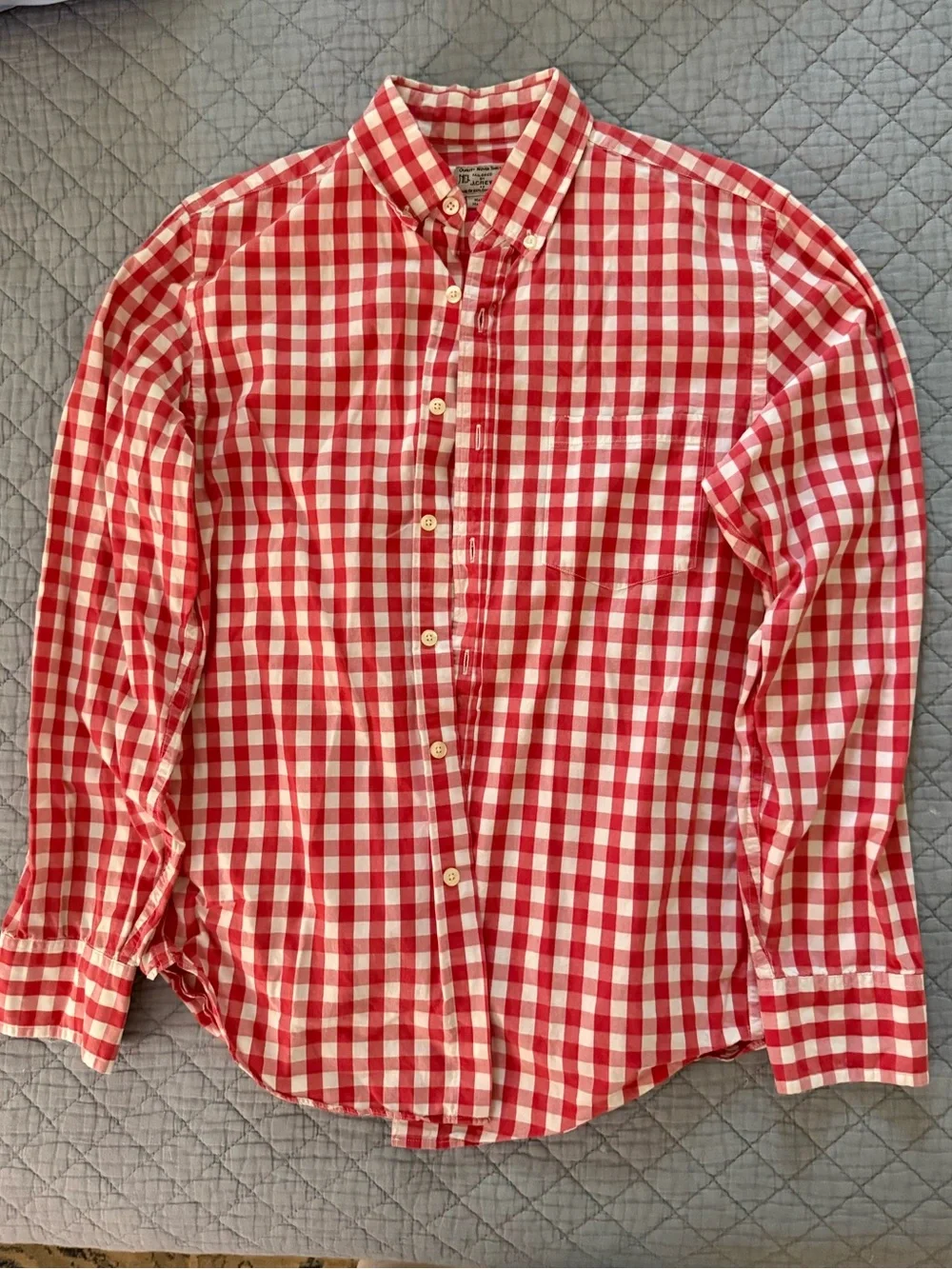 J. Crew Red and White Button-Down Shirt